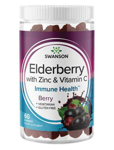Swanson Elderberry Gummies with Zinc & Vitamin C 60 ks, gummies, Bezinka