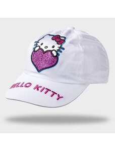 Dětská bílá bavlněná kšiltovka s flitry Hello Kitty A47