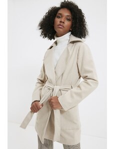 Trendyol Beige Belted Woolen Cachet Coat