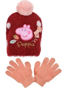 PEPPA PIG HEBKÝ SET ČEPICE A RUKAVIC - VÍNOVÁ