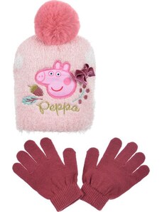 PEPPA PIG HEBKÝ SET ČEPICE A RUKAVIC - SVĚTLE RŮŽOVÁ Barevná