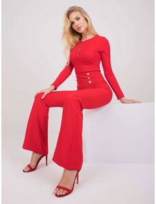 Fashionhunters Červené elegantní kalhoty se záhyby Salerno
