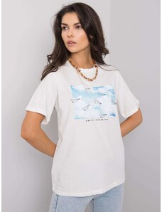 Fashionhunters Dámské bílé tričko s potiskem