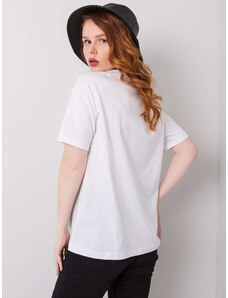 Fashionhunters Bílé bavlněné tričko Madelyn