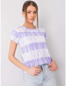 Fashionhunters Dámské tričko fialové a bílé barvy