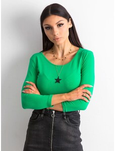 Fashionhunters Basic bavlněná halenka v zelené barvě