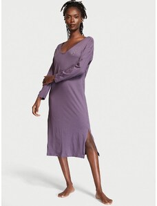 Victoria's Secret fialová noční košile Cotton Long-Sleeve Midi