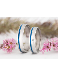 Zaczyk Wood Rings Snubní prstýnky Titanium Z-Azurite Diamant