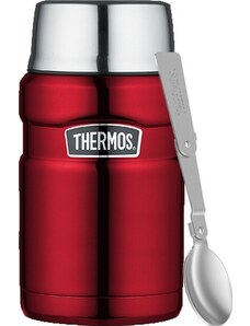 Thermos Termoska na jídlo se skládácí lžící a šálkem - červená 710 ml