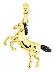 GEMMAX Jewelry Zlatý přívěsek Kůň zdobený rutheniem GUPYN-24521