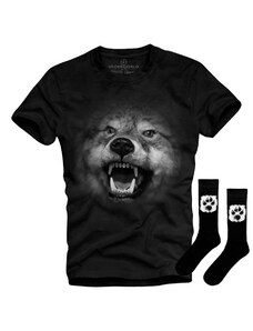 Dárková sada pánské tričko + ponožky UNDERWORLD Wolf / Animal Footprint