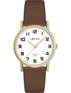 LAVVU Zlaté dámské náramkové titanové hodinky MANDAL LWL5034
