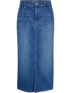 bonprix Strečová džínová sukně Modrá
