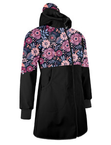 Unuo, Dámský softshellový kabát s fleecem Street, Černá, Kouzelné květiny