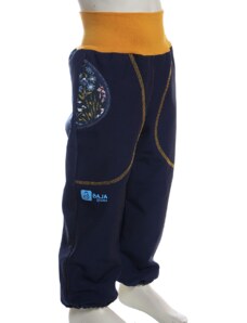 BajaDesign Jarní softshellové kalhoty pro holčičky, tm. modré, louka