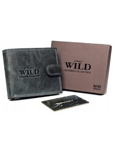 Černá kožená peněženka s přezkou Wild