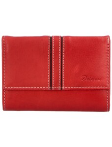 Delami Menší dámská kožená peněženka s prošíváním Silvestro, červená