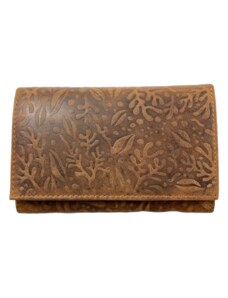 Loranzo Dámská kožená peněženka květiny hnědá 731