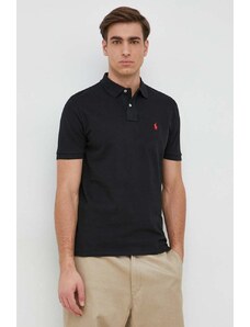 Polo Ralph Lauren Bavlněné polo tričko Ralph Lauren černá barva, 710782592