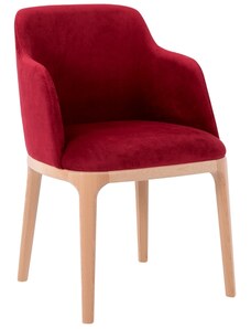 Nordic Design Červená sametová jídelní židle Lola s područkami