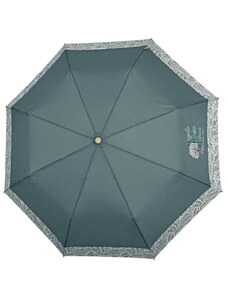 Perletti Dámský skládací vystřelovací ekologický deštník jednobarevný s listovou bordurou