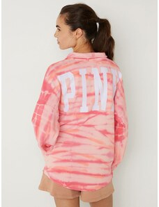 Victoria's Secret PINK oversize mikina Fleece Oversized Quarter-Zip Sweatshirt Peach Tint