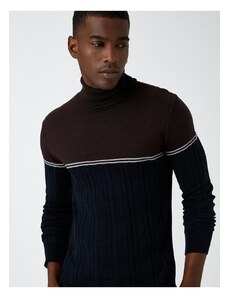 Koton Turtleneck Knitwear Sweater Color Blocked