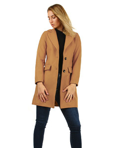 YooY Jednobarevný dámský kabát s kapsami