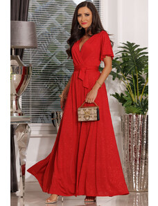 Třpytivé šaty s páskem Bella 36-54, Červené