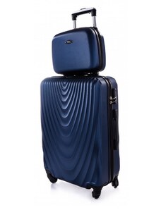 Rogal Tmavě modrá sada (taška+kufr) skořepinových kufrů "Motion" - vel. L, XL