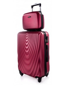 Rogal Tmavě červená sada (taška+kufr) skořepinových kufrů "Motion" - vel. L, XL