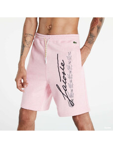 Pánské kraťasy LACOSTE Signature Print Fleece Shorts Pink