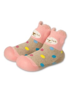 Befado capáčky/ponožkoboty růžovo-béžová kočička