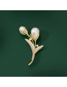 Éternelle Brož s perlou a zirkony Stefi - tulipán