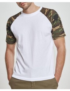 Pánské tričko Urban Classics Raglan Contrast Tee - wht/woodcamo