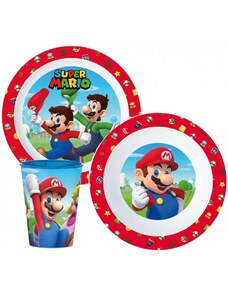 Stor Sada plastového nádobí s kelímkem pro děti - motiv Super Mario / Nintendo - 3 díly