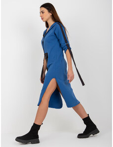 Fashionhunters Tmavě modrá dlouhá mikina na zip