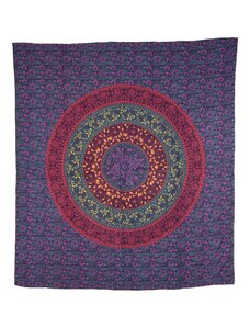 Přehoz na postel, Mandala, květiny, barevný 220x230cm