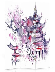 Gario Paraván Japonská pagoda a třešňový květ Rozměry: 110 x 170 cm, Provedení: Klasický paraván