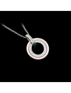 Jemný ocelový dámský přívěsek se zirkony a keramikou Pink | DG Šperky