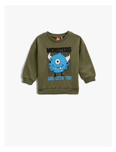 Koton Monster Print Sweatshirt Long Sleeve Crew Neck