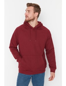 Trendyol Burgundy Basic Regular/Normal Fit Hooded Raglan Sleeve Sweatshirt