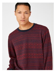 Koton Basic Jacquard Sweater Crew Neck Long Sleeved