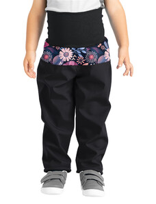 Unuo, Batolecí softshellové kalhoty s fleecem Basic, Černá, Kouzelné květiny