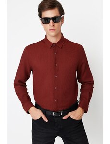 Trendyol Claret Red Men's Slim Fit Textured Easy-to-Iron Shirt