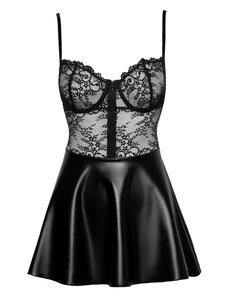 Mini šaty  Noir s rozšířenou sukní matného vzhledu