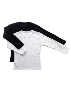 Damipa Baby Dívčí tričko s dlouhými rukávy, 2 ks v balení, bílé a černé
