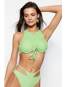 Trendyol Green Halter Neck Gathered Bikini Top