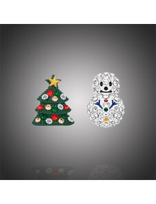 Éternelle Vánoční náušnice se zirkony Sněhulák a vánoční stromeček