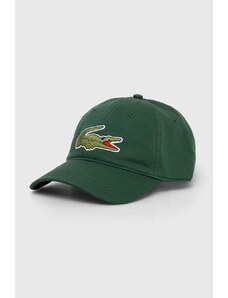 Bavlněná baseballová čepice Lacoste zelená barva, s aplikací, RK9871-HBP